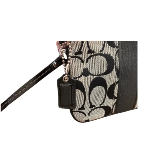 Coach Signature Canvas Black & Gray Wristlet Clutch - Picture 4 of 4